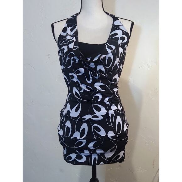Tempted Black and White Mini Dress - Picture 1 of 6